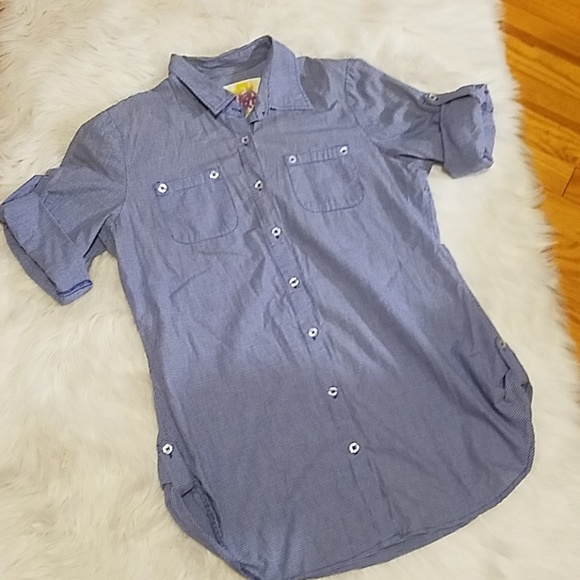 Gingham Button Up Tunic - Picture 1 of 5